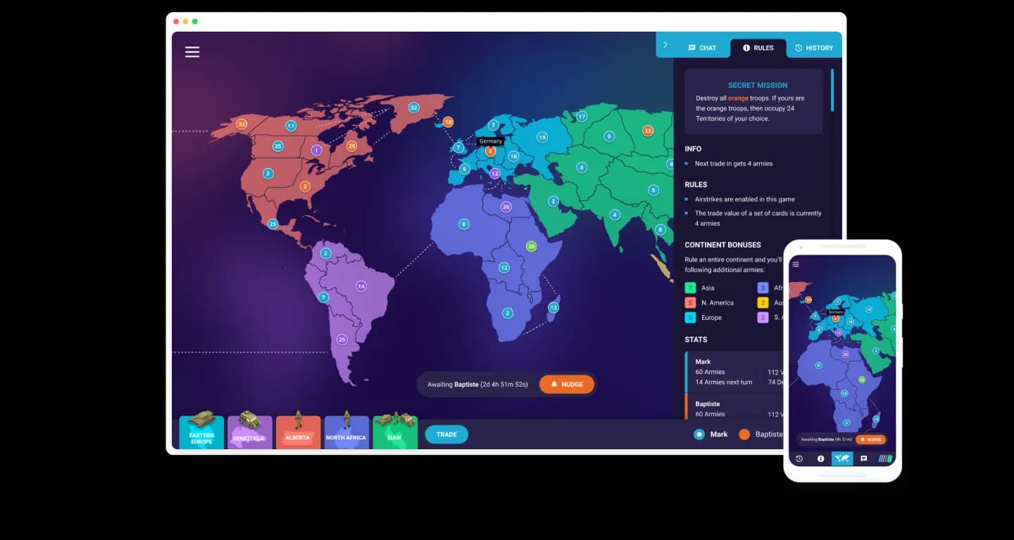 Screenshot of Rivalz game board